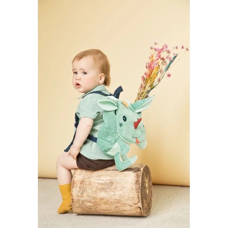 Sac à dos vert Joe le dragon pour enfant et bébé dès 6 mois