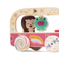 Autobús mágico de madera de Lena la Unicornio