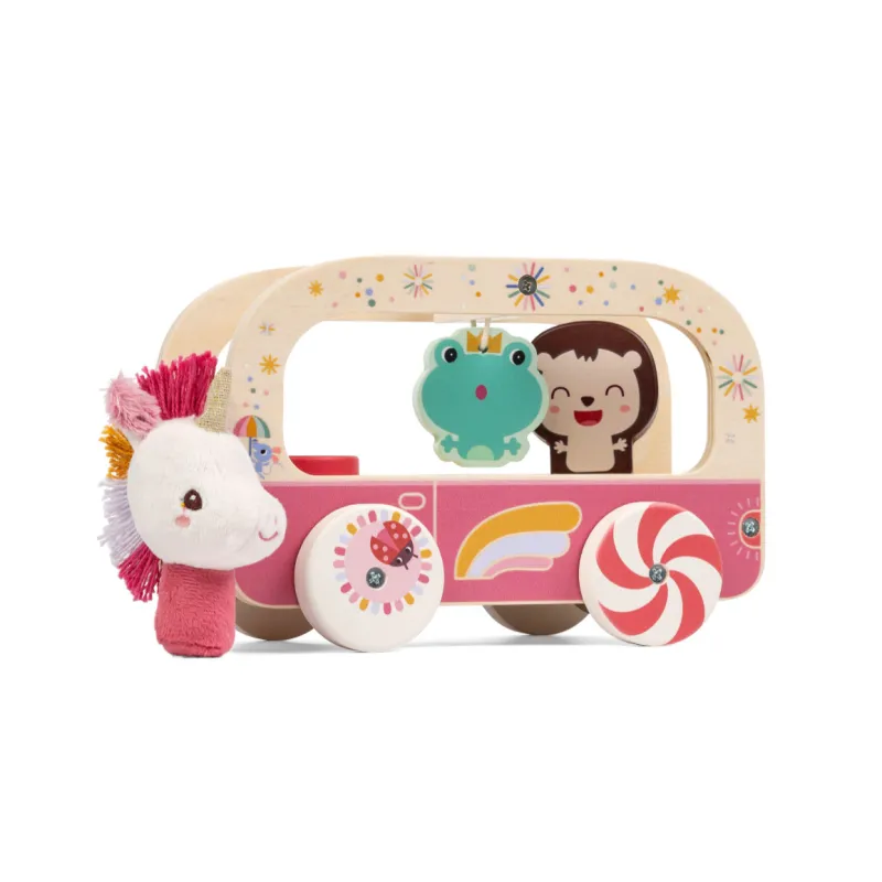 Lena l'unicorno magico autobus di legno