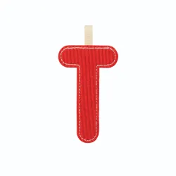 Lettre T en tissu réversible phosphorescente