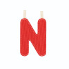 Letter N in fosforescerend rood textiel