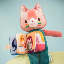 Peluche phosphorescente et livre en tissu Jeanne le chat