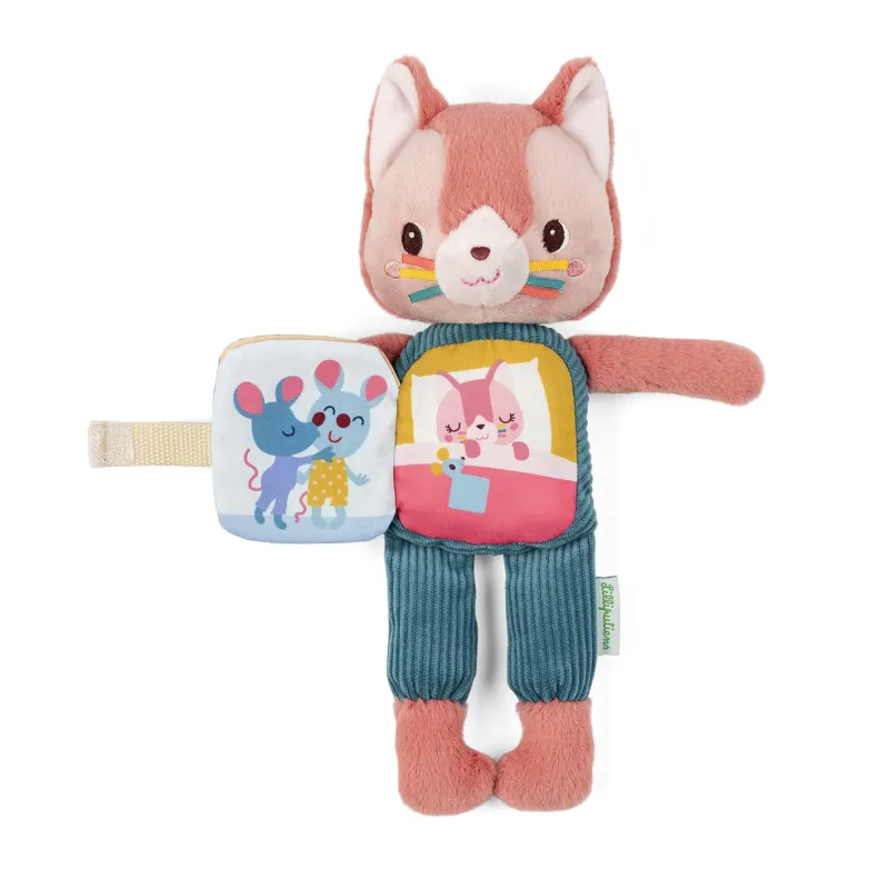 Libro de tela y peluche fosforescente Jeanne la gata