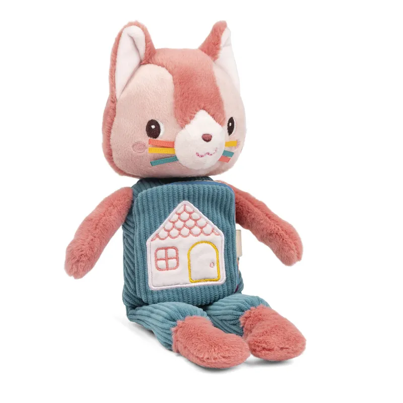 Peluche phosphorescente et livre en tissu Jeanne le chat