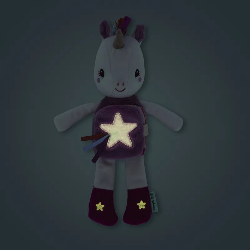 Lena das Einhorn, im Dunkeln leuchtendes Plüsch- und Stoffbuch