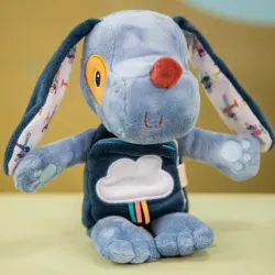 Peluche phosphorescente et livre en tissu Jules le chien