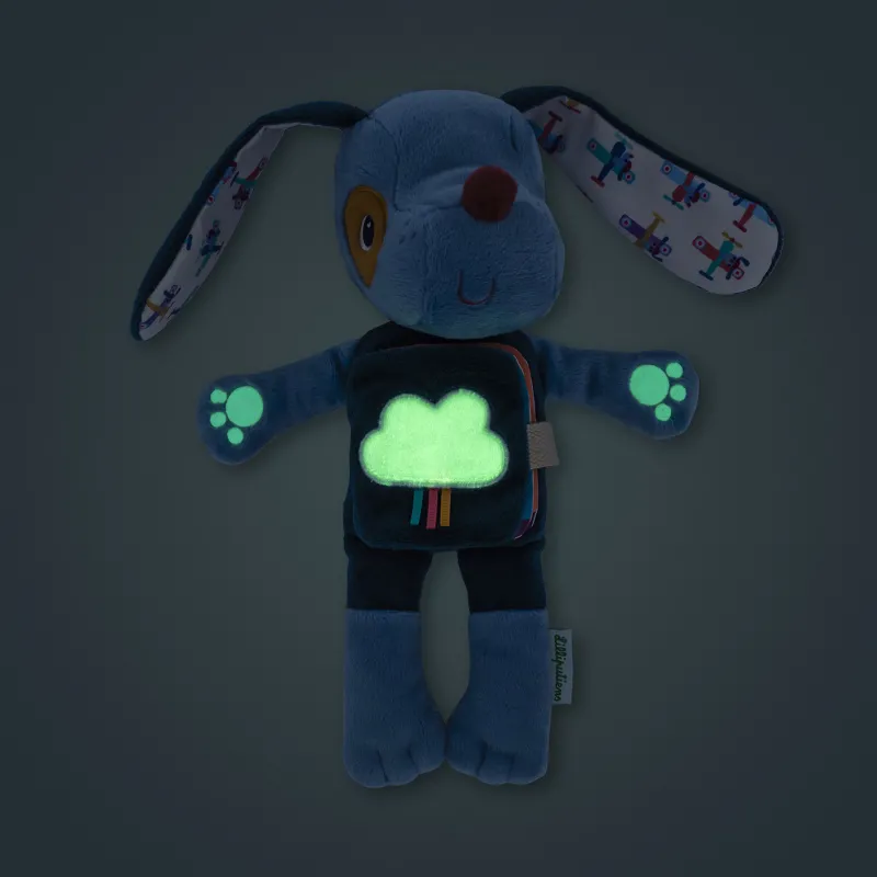 Peluche y libro de tela fosforescente Jules el perro