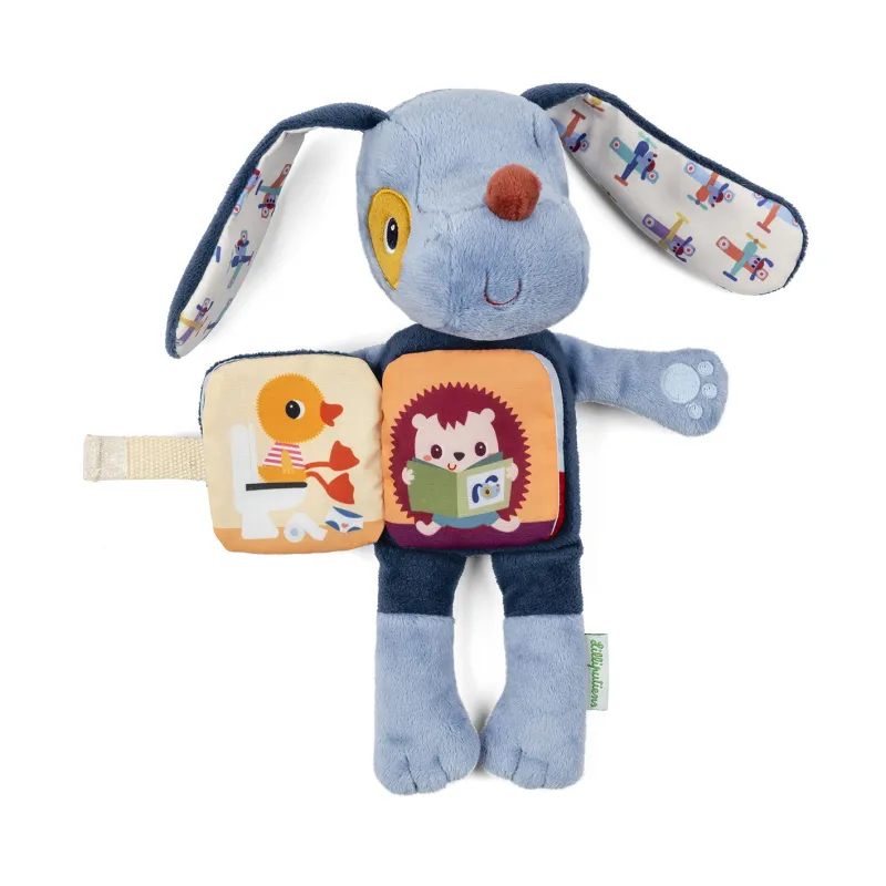 Peluche phosphorescente et livre en tissu Jules le chien