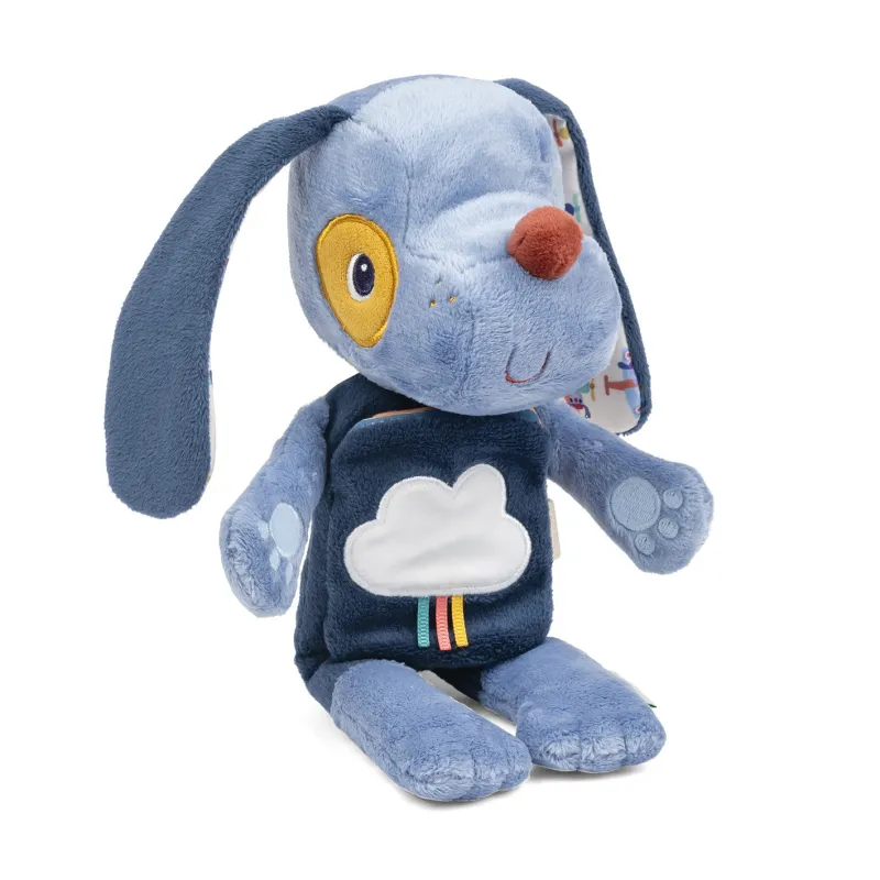 Peluche phosphorescente et livre en tissu Jules le chien