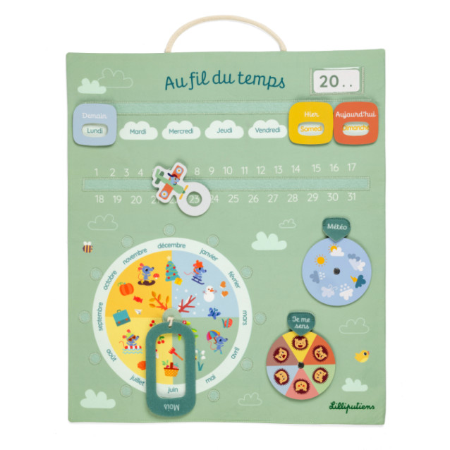 Calendrier enfant en tissu Au fil du temps (FR)