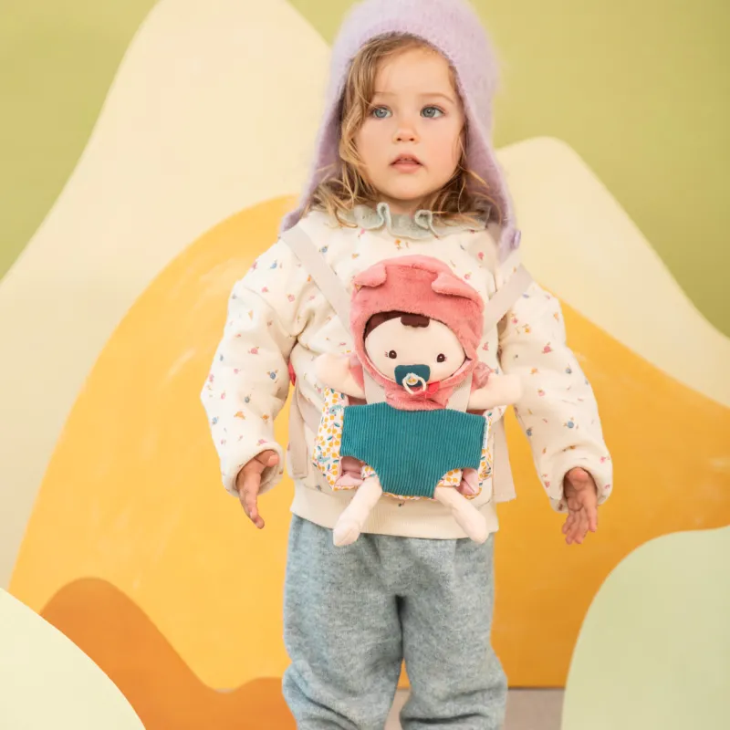 Muñeca de tela Jeanne y portabebé