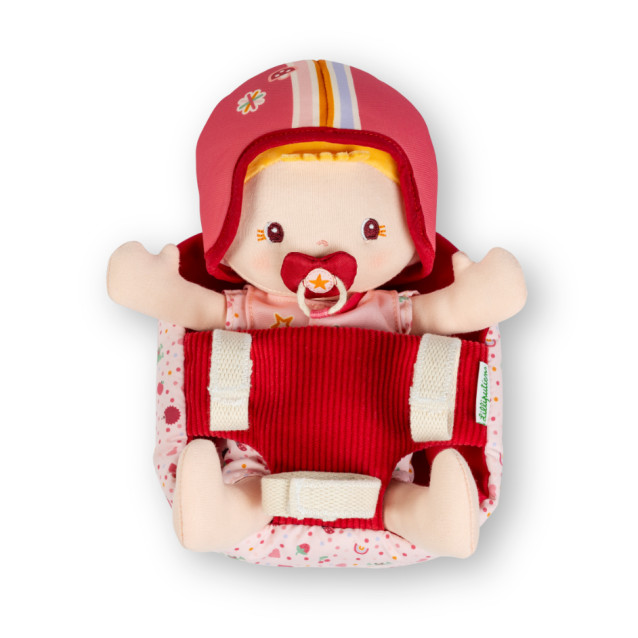 Muñeca de tela Lena y asiento de bicicleta