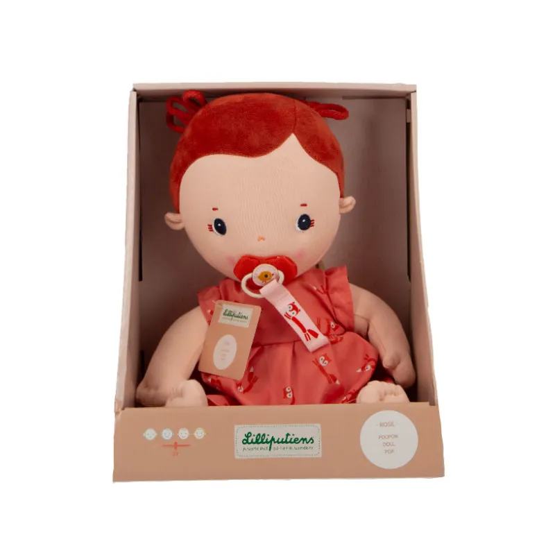 Stoffen pop voor baby - 36cm stoffen pop. Haar voornaam: Rose!