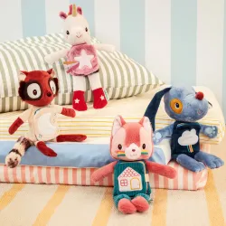 Libro de tela y peluche fosforescente Elvis el lémur