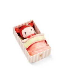 Mini Bébé Jil 18 cm | Muñeca de tela con cuna rosa