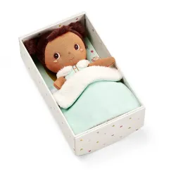 Mini Bébé Jackie 18 cm | Stoffen pop met wit bedje