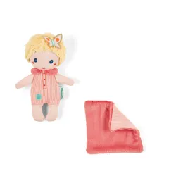 Mini Bébé Jade 18 cm | Stoffen pop met roze bedje