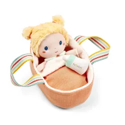 Baby Méla pop 21 cm met oranje poppenmand en flesje | Vanaf 12 maanden