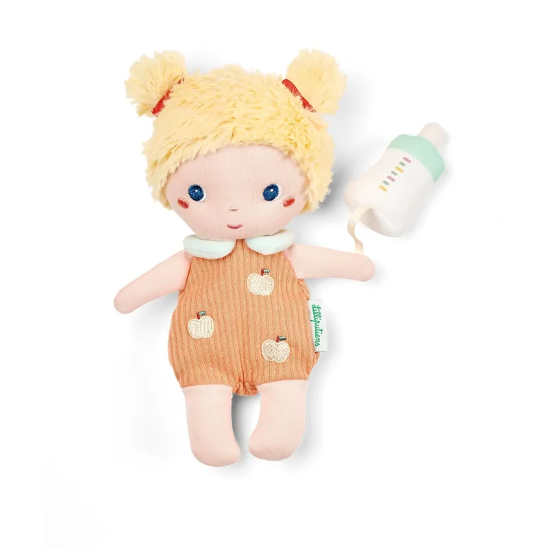Baby Méla pop 21 cm met oranje poppenmand en flesje | Vanaf 12 maanden
