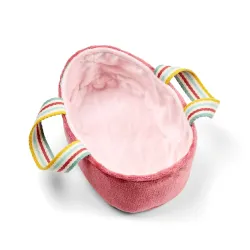Baby Mio pop 21 cm met roze poppenmand en flesje | Vanaf 12 maanden