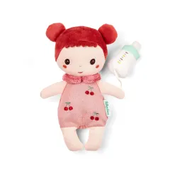 Baby Mio pop 21 cm met roze poppenmand en flesje | Vanaf 12 maanden