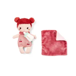 Baby Mio pop 21 cm met roze poppenmand en flesje | Vanaf 12 maanden