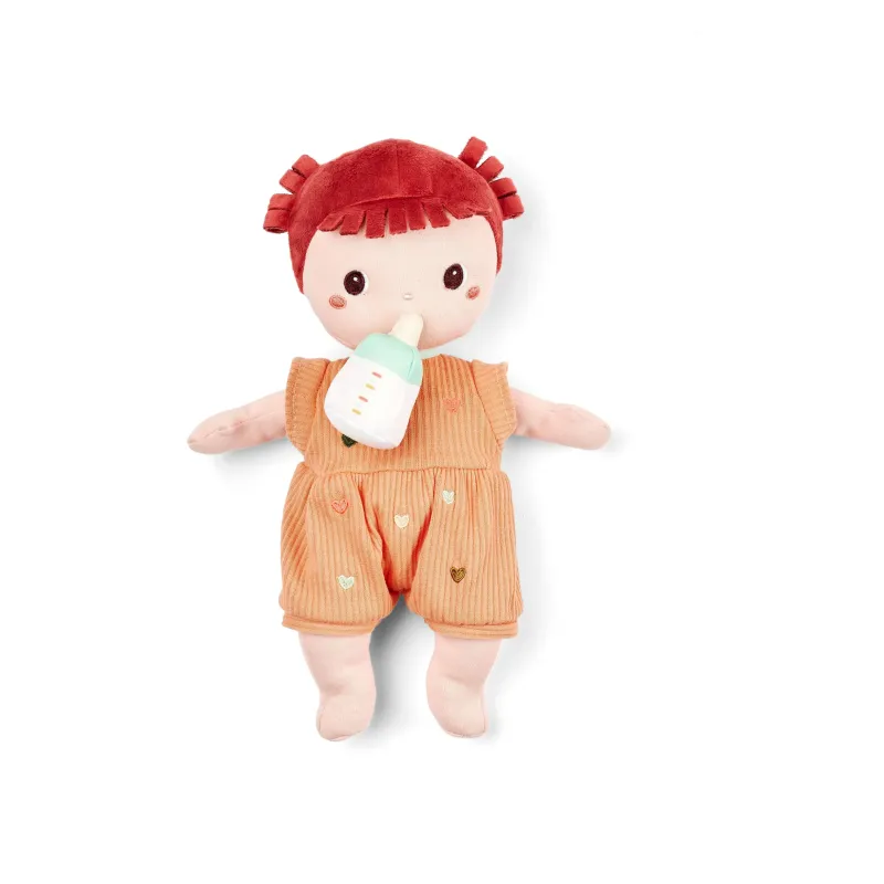 Stoffen babypop Ninon 30 cm vanaf 18 maanden | Pop met flesje