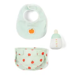 Accessoires pour poupon dès 18 mois | Bavoir, biberon et couche