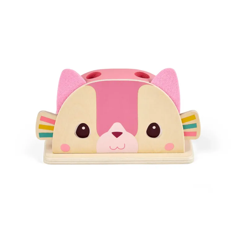 Houten pop-up speelgoed voor baby’s - Jeanne de kat LILLIPUTIENS