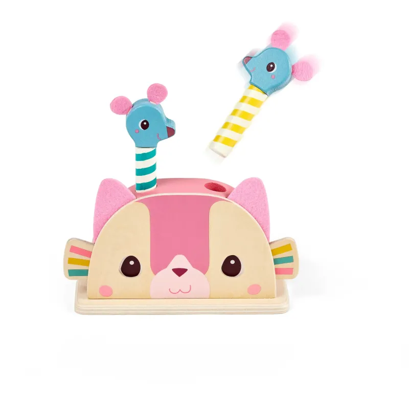 Houten pop-up speelgoed voor baby’s - Jeanne de kat LILLIPUTIENS