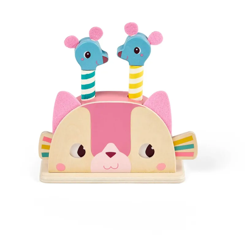 Houten pop-up speelgoed voor baby’s - Jeanne de kat LILLIPUTIENS
