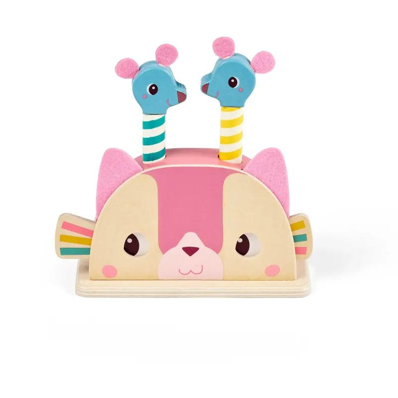 Houten pop-up speelgoed voor baby’s - Jeanne de kat LILLIPUTIENS