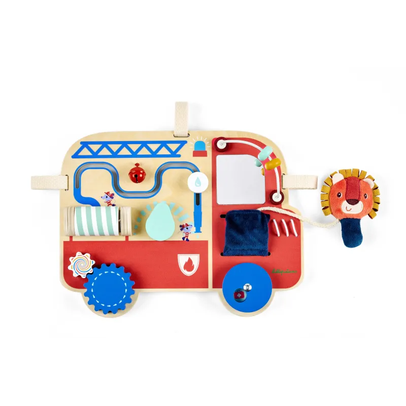 Panneau d'activités en bois bébé - Busyboard Pompier LILLIPUTIENS