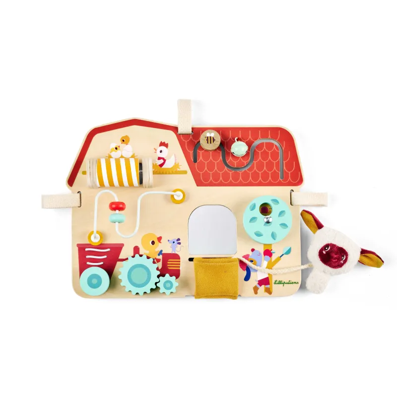 Panneau d'activités en bois bébé - Busyboard Ferme LILLIPUTIENS