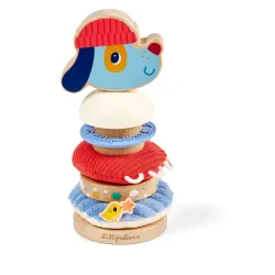 Stapelspeelgoed hout en stof baby - Piramide Jules de hond LILLIPUTIENS
