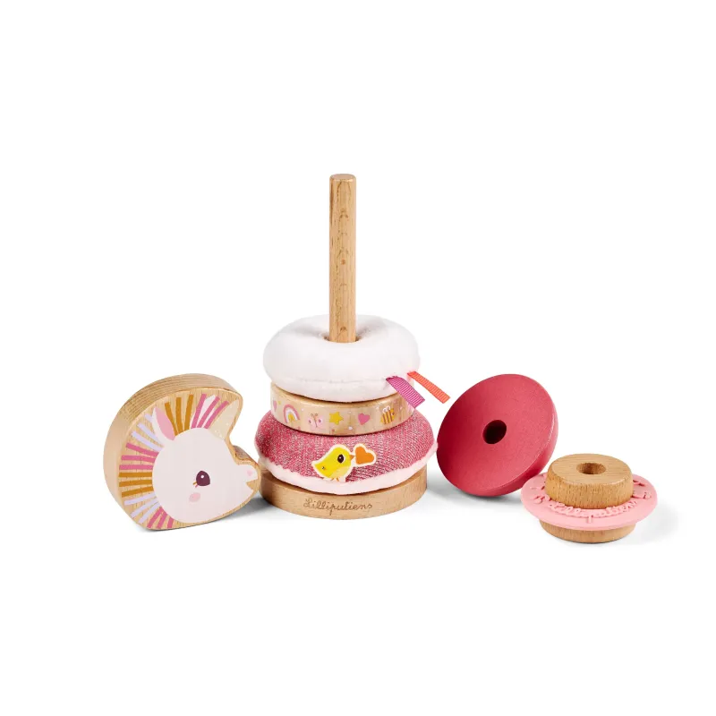 Apilable de madera y tela bebé - Pirámide Lena la unicornio LILLIPUTIENS