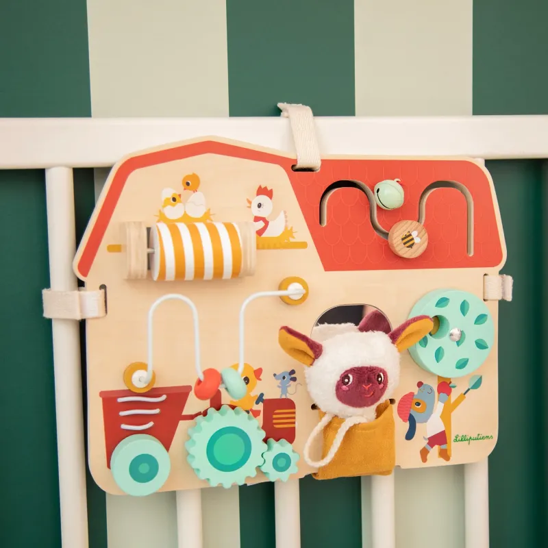 Panneau d'activités en bois bébé - Busyboard Ferme LILLIPUTIENS