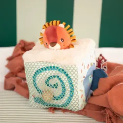 Cubes d'activités bébé - Cube sonore en tissu Jungle LILLIPUTIENS