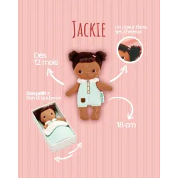 Mini Bébé Jackie 18 cm | Stoffen pop met wit bedje