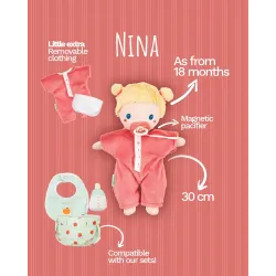 Stoffen babypop Nina 30 cm vanaf 18 maanden | Pop met fopspeen